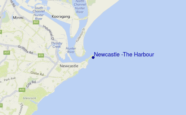 mapa de ubicación de Newcastle -The Harbour