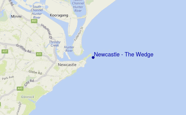 mapa de ubicación de Newcastle - The Wedge