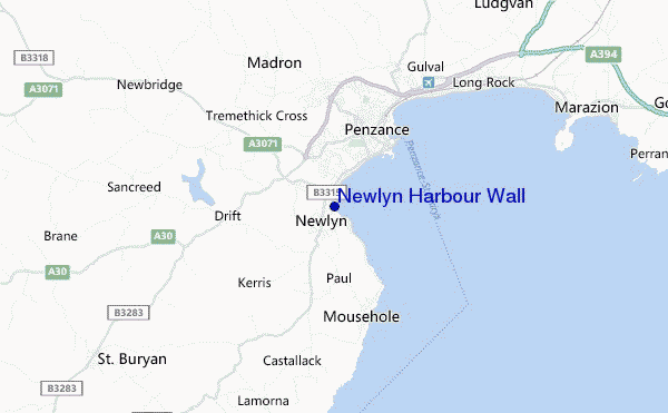 mapa de ubicación de Newlyn Harbour Wall