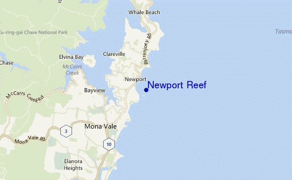 mapa de ubicación de Newport Reef