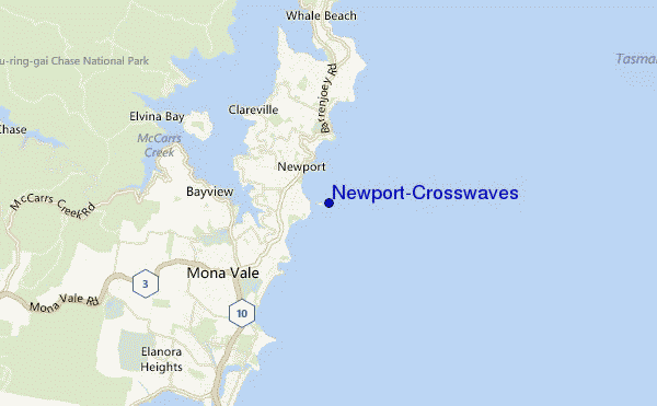 mapa de ubicación de Newport-Crosswaves