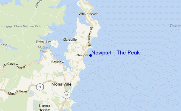 mapa de ubicación de Newport - The Peak