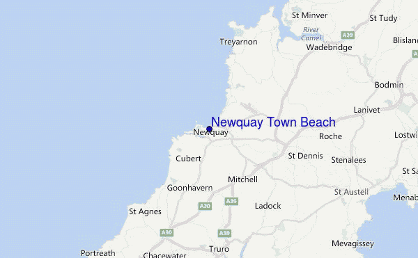 Newquay Town Beach Location Map
