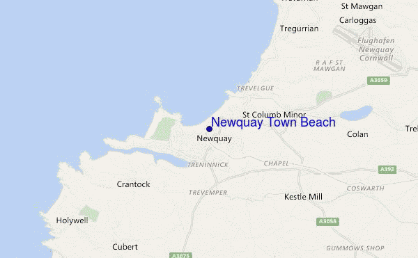 mapa de ubicación de Newquay Town Beach