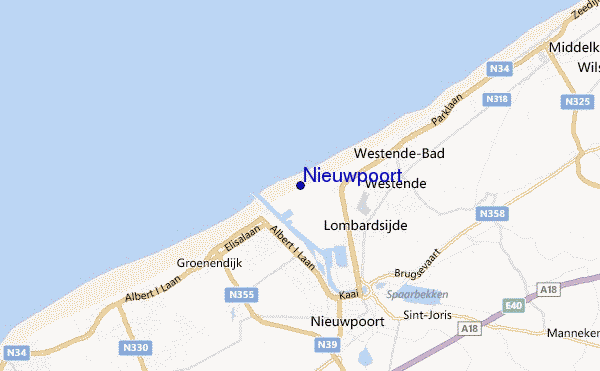 mapa de ubicación de Nieuwpoort