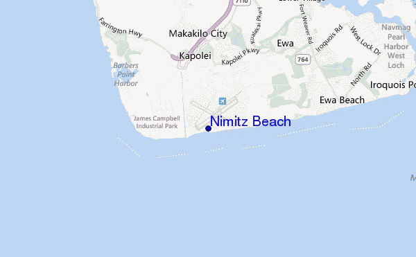 mapa de ubicación de Nimitz Beach