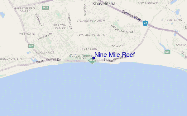 mapa de ubicación de Nine Mile Reef