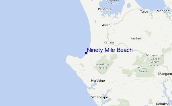 Ninety Mile Beach Location Map
