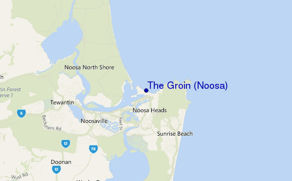 mapa de ubicación de The Groin (Noosa)