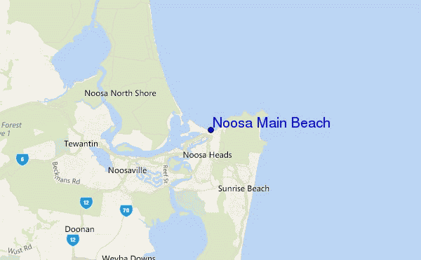 mapa de ubicación de Noosa Main Beach