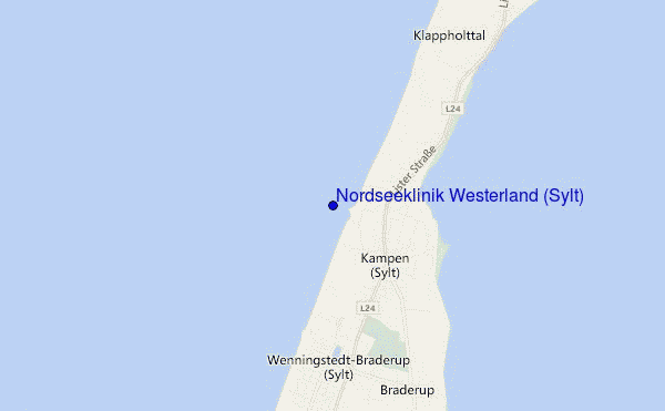 mapa de ubicación de Nordseeklinik Westerland (Sylt)