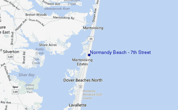 mapa de ubicación de Normandy Beach - 7th Street