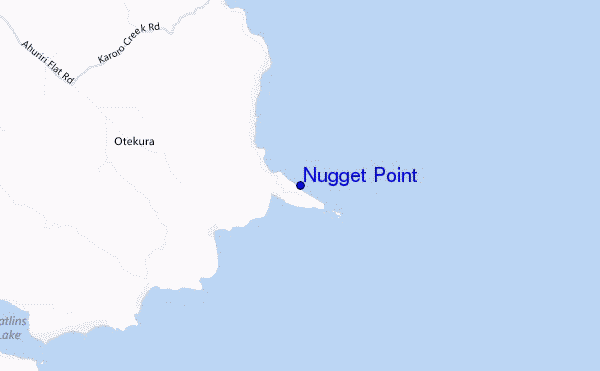 mapa de ubicación de Nugget Point