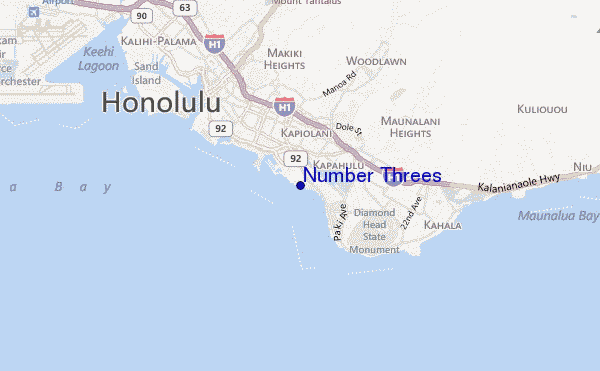 mapa de ubicación de Number Threes