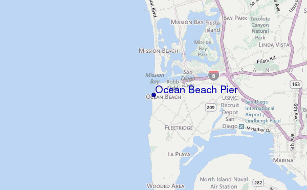 mapa de ubicación de Ocean Beach Pier