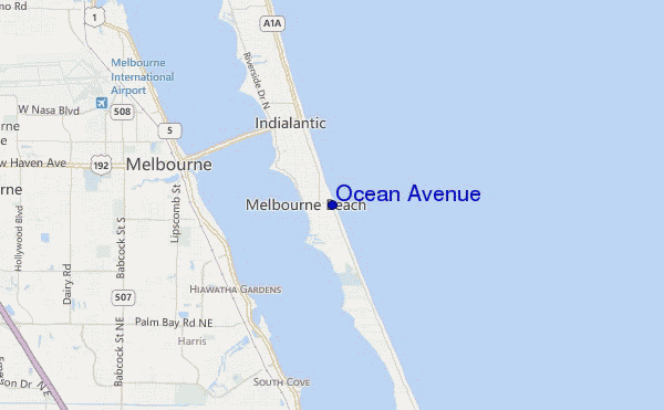 mapa de ubicación de Ocean Avenue