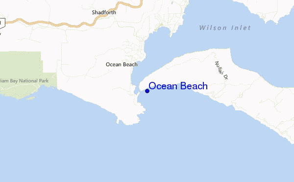 mapa de ubicación de Ocean Beach