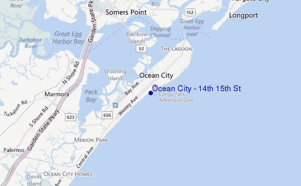 mapa de ubicación de Ocean City - 14th 15th St