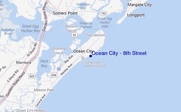 mapa de ubicación de Ocean City - 8th Street