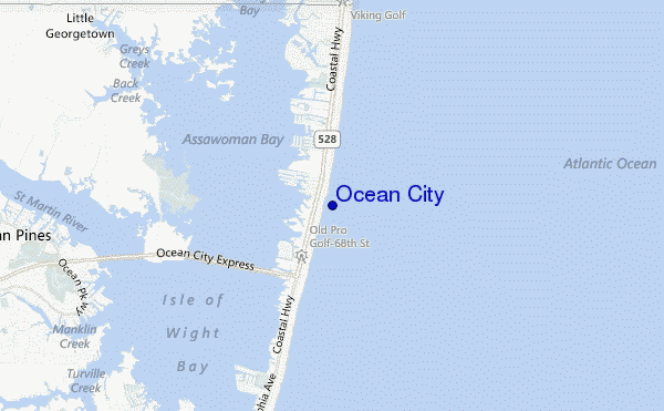 mapa de ubicación de Ocean City