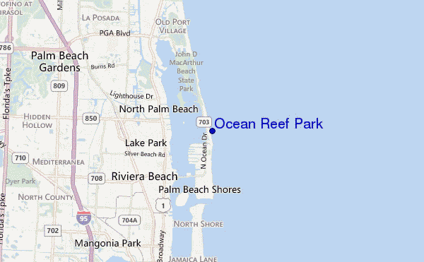 mapa de ubicación de Ocean Reef Park