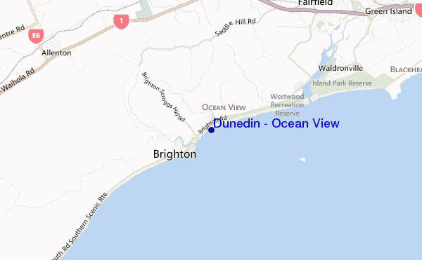 mapa de ubicación de Dunedin - Ocean View