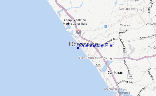 mapa de ubicación de Oceanside Pier