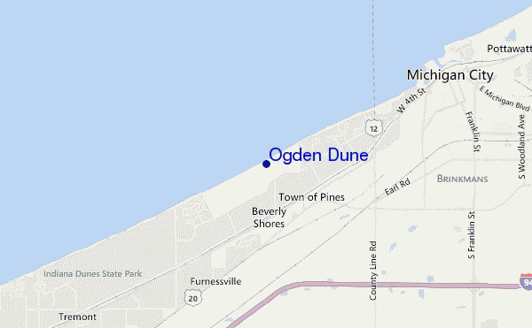 mapa de ubicación de Ogden Dune