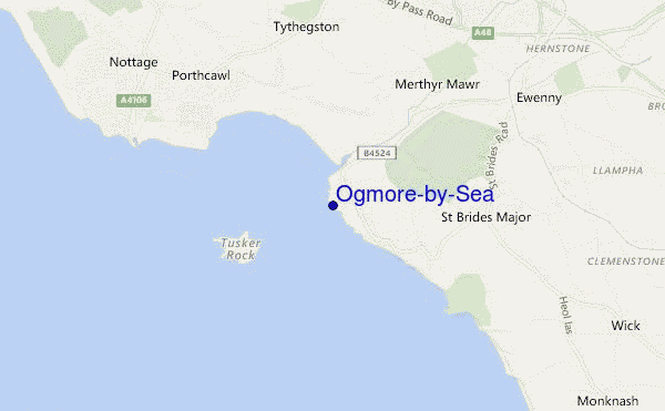 mapa de ubicación de Ogmore-by-Sea