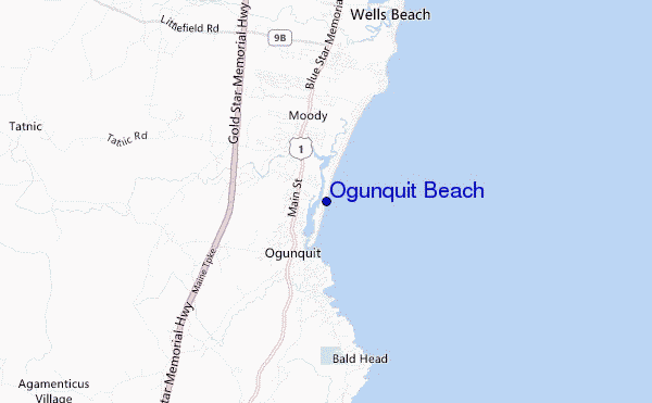 mapa de ubicación de Ogunquit Beach