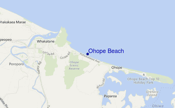 mapa de ubicación de Ohope Beach