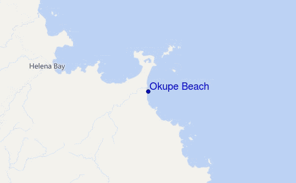 mapa de ubicación de Okupe Beach