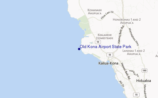 mapa de ubicación de Old Kona Airport State Park