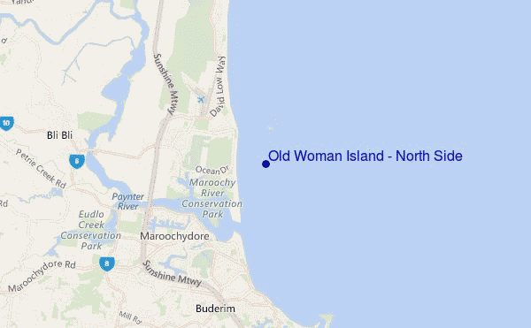 mapa de ubicación de Old Woman Island - North Side