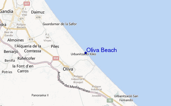 mapa de ubicación de Oliva Beach