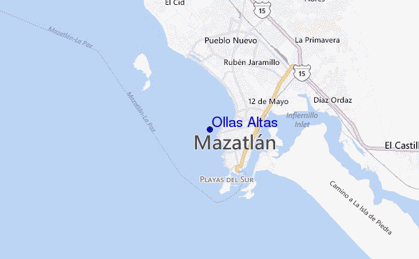 mapa de ubicación de Ollas Altas