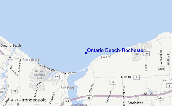 mapa de ubicación de Ontario Beach-Rochester