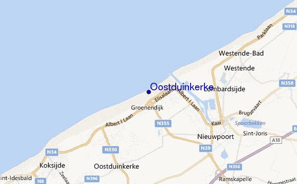 mapa de ubicación de Oostduinkerke