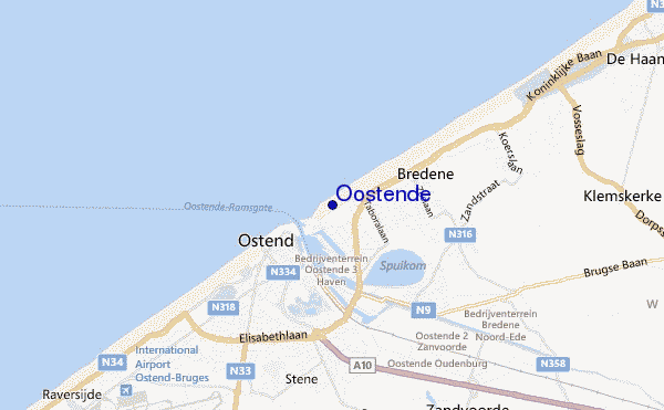 mapa de ubicación de Oostende