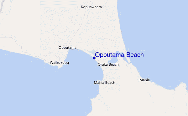 mapa de ubicación de Opoutama Beach