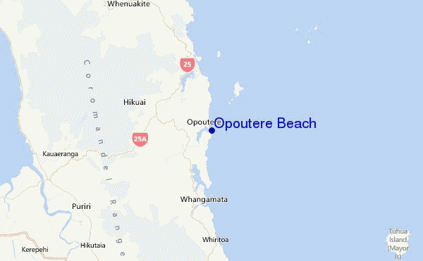 Opoutere Beach Location Map