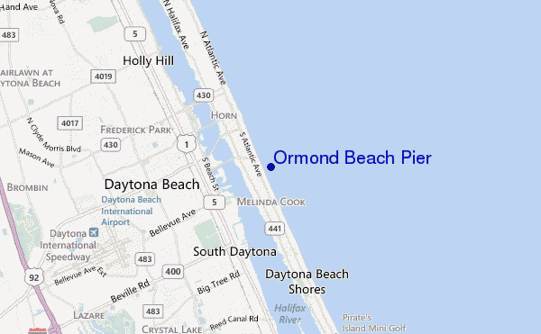mapa de ubicación de Ormond Beach Pier