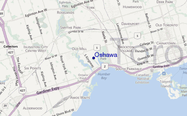 mapa de ubicación de Oshawa