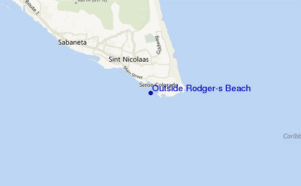 mapa de ubicación de Outside Rodger's Beach