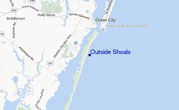 mapa de ubicación de Outside Shoals