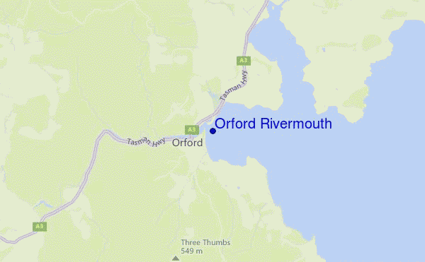mapa de ubicación de Orford Rivermouth