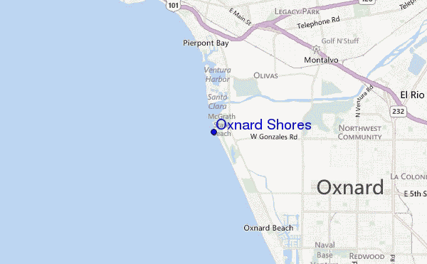 mapa de ubicación de Oxnard Shores