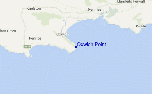mapa de ubicación de Oxwich Point