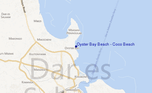 mapa de ubicación de Oyster Bay Beach - Coco Beach