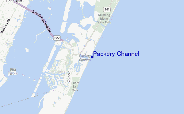 mapa de ubicación de Packery Channel